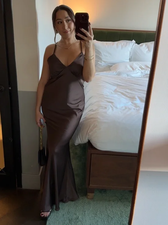 BIRDY GREY matte satin espresso Dasha bridesmaid dress - Picture 4 of 5